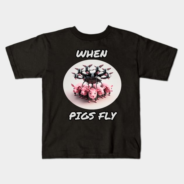 When pigs fly Kids T-Shirt by Rabbit Hole Designs